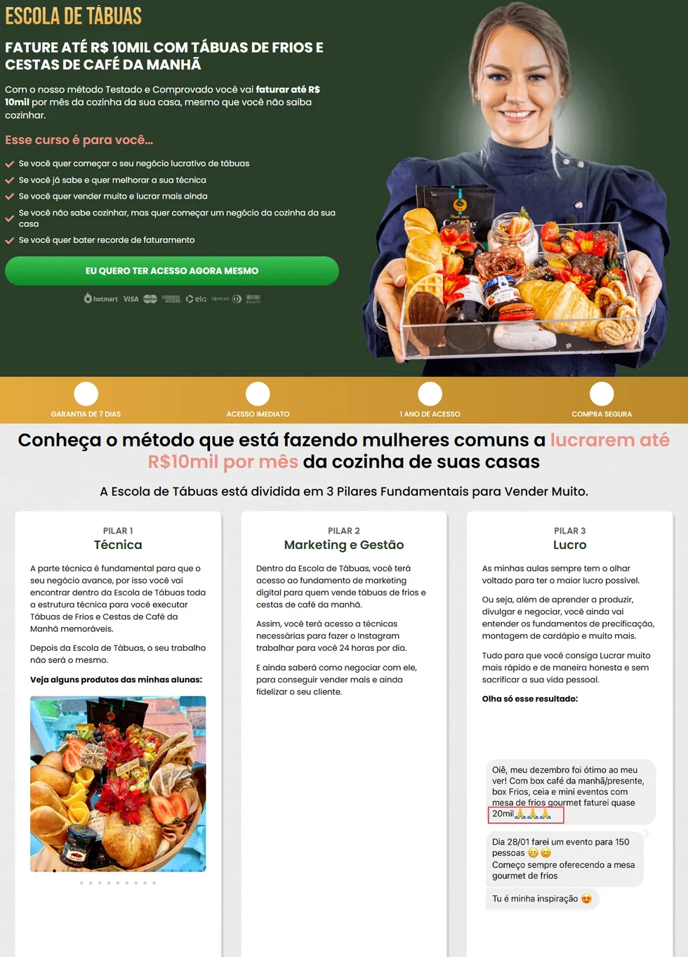 Recorte do topo da landing page antes da Mina