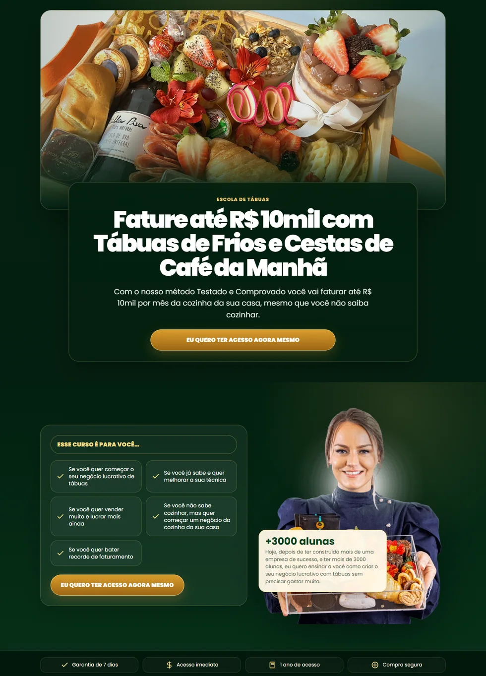 Recorte do topo da landing page depois da Mina